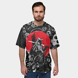 Футболка оверсайз мужская Призрак Цусимы Самурай Красное солнце Япония, цвет: 3D-принт — фото 2