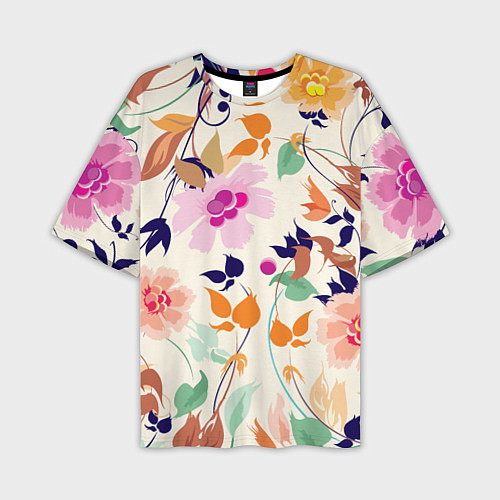 Мужская футболка оверсайз Summer floral pattern / 3D-принт – фото 1