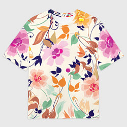 Футболка оверсайз мужская Summer floral pattern, цвет: 3D-принт