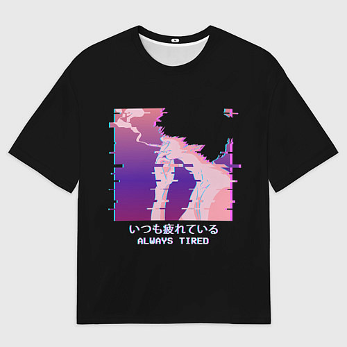 Мужская футболка оверсайз Sad neon boy / 3D-принт – фото 1