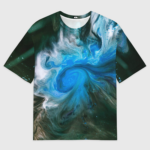 Мужская футболка оверсайз Неоновые краски - Синий / 3D-принт – фото 1