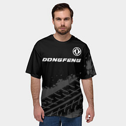 Футболка оверсайз мужская Dongfeng Speed на темном фоне со следами шин, цвет: 3D-принт — фото 2
