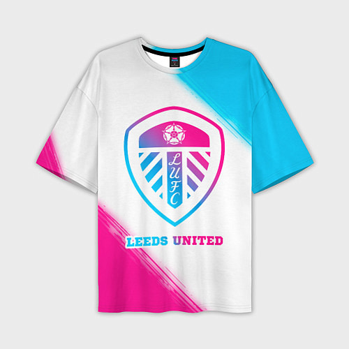 Мужская футболка оверсайз Leeds United Neon Gradient / 3D-принт – фото 1