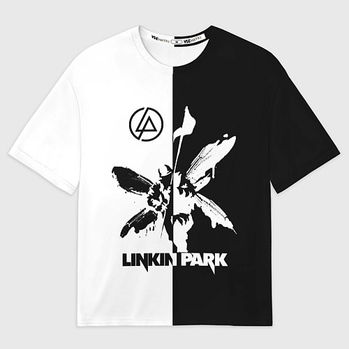 Мужская футболка оверсайз Linkin Park логотип черно-белый / 3D-принт – фото 1