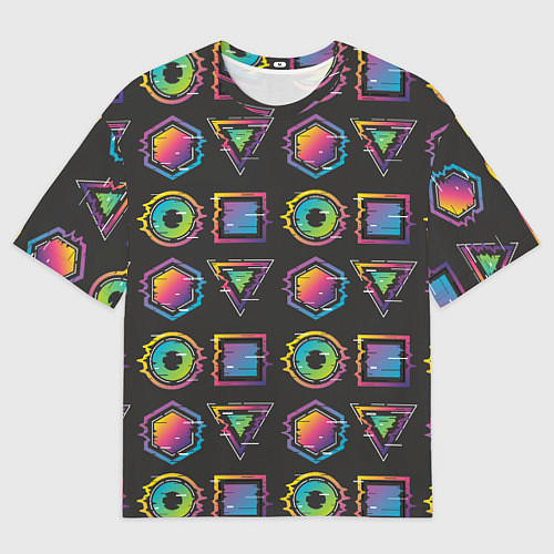 Мужская футболка оверсайз Геометрический яркий глитч / 3D-принт – фото 1