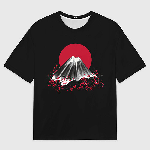 Мужская футболка оверсайз Гора Фудзи Цветение сакуры / 3D-принт – фото 1