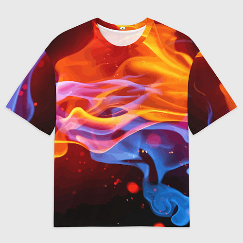 Мужская футболка оверсайз Огонь и вода Стихия Абстракция / 3D-принт – фото 1