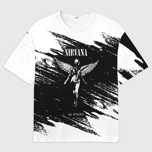 Мужская футболка оверсайз NIRVANA in utero НИРВАНА брызги краски / 3D-принт – фото 1