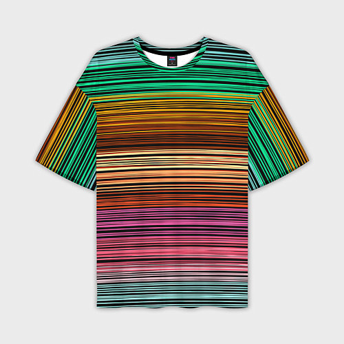 Мужская футболка оверсайз Multicolored thin stripes Разноцветные полосы / 3D-принт – фото 1