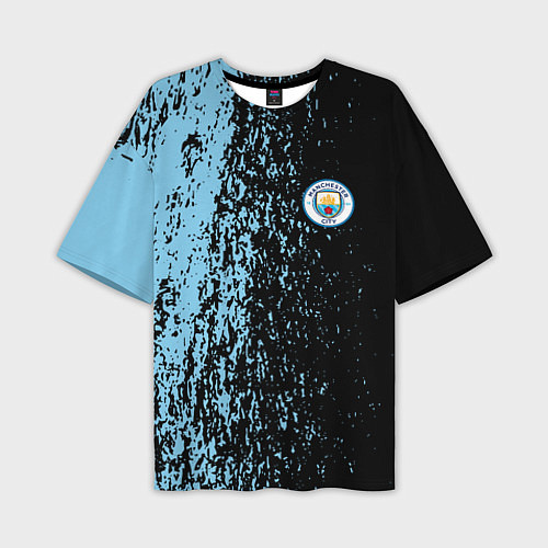 Мужская футболка оверсайз Manchester city манчестер сити голубые брызги / 3D-принт – фото 1