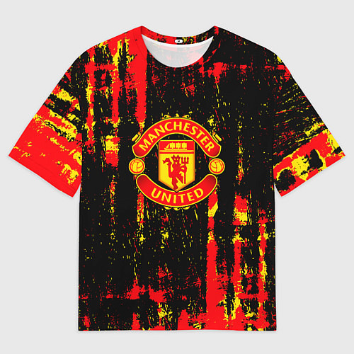 Мужская футболка оверсайз Manchester united краска / 3D-принт – фото 1