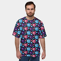 Футболка оверсайз мужская Разноцветные яркие объемные шарики, цвет: 3D-принт — фото 2