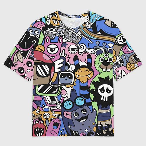 Мужская футболка оверсайз Милые и веселые монстры / 3D-принт – фото 1