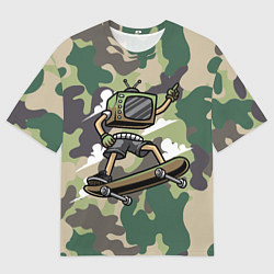 Мужская футболка оверсайз Человек - телевизор на скейте