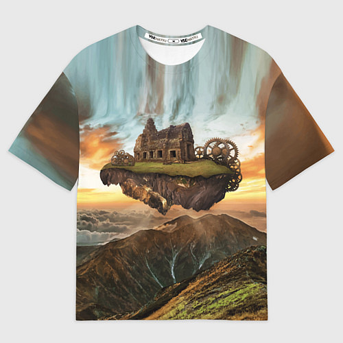 Мужская футболка оверсайз Горный пейзаж в стиле Стимпанк / 3D-принт – фото 1