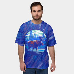 Футболка оверсайз мужская Лось в лесу Blue, цвет: 3D-принт — фото 2