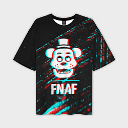 Мужская футболка оверсайз FNAF в стиле Glitch Баги Графики на темном фоне