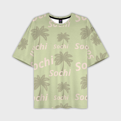 Мужская футболка оверсайз Пальмы на салатном фоне palm trees text / 3D-принт – фото 1