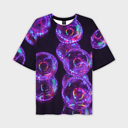 Мужская футболка оверсайз Неоновые сюрреалистичные пузыри - Фиолетовый