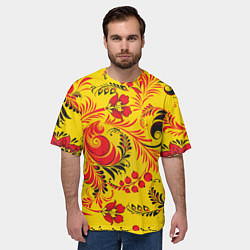 Футболка оверсайз мужская Хохломская Роспись Цветы, цвет: 3D-принт — фото 2