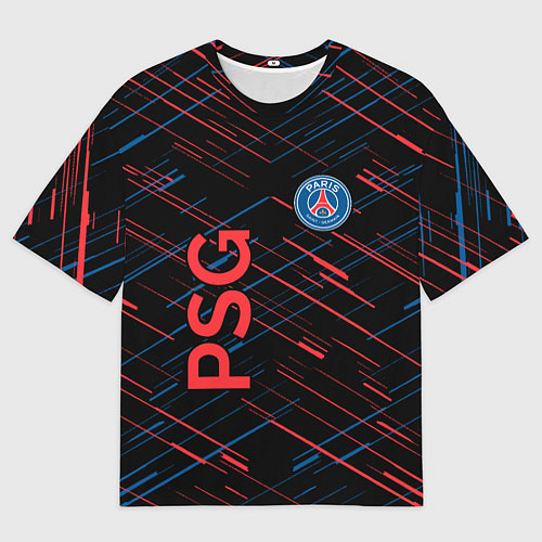 Мужская футболка оверсайз Psg красные синие чёрточки / 3D-принт – фото 1