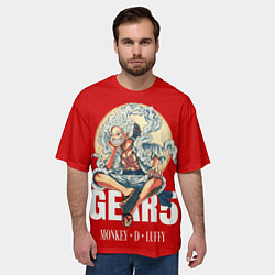 Футболка оверсайз мужская ЛУФФИ 5 ГИР ONE PIECE На луне, цвет: 3D-принт — фото 2