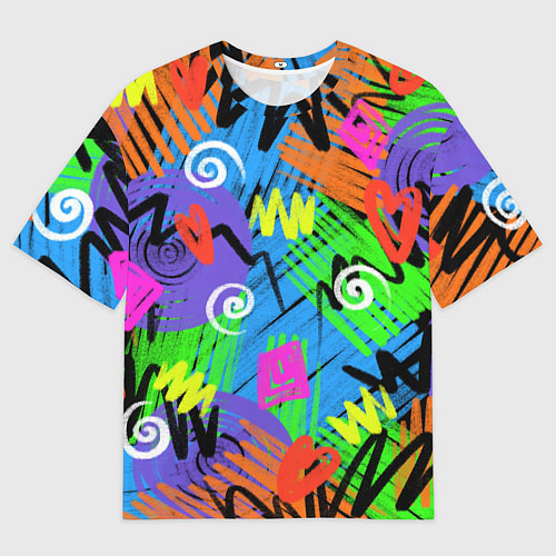 Мужская футболка оверсайз Яркий геометрический принт / 3D-принт – фото 1