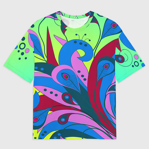 Мужская футболка оверсайз Хвост жар-птицы / 3D-принт – фото 1