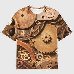 Мужская футболка оверсайз Механистическая композиция из металлических детале