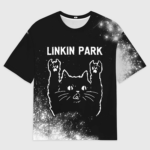 Мужская футболка оверсайз Группа Linkin Park и Рок Кот / 3D-принт – фото 1