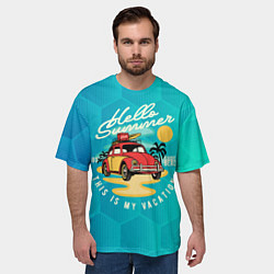 Футболка оверсайз мужская Summer car Авто на пляже, цвет: 3D-принт — фото 2