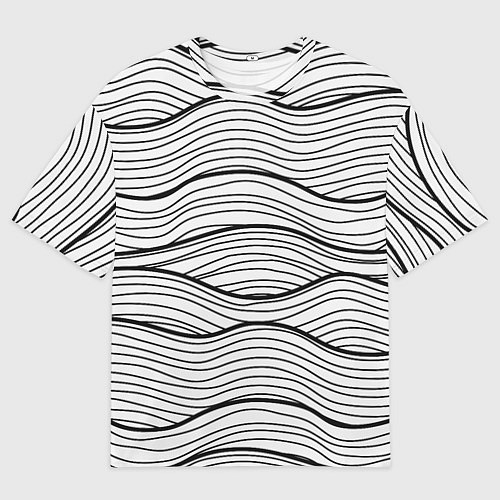 Мужская футболка оверсайз Линии Морских Волн / 3D-принт – фото 1