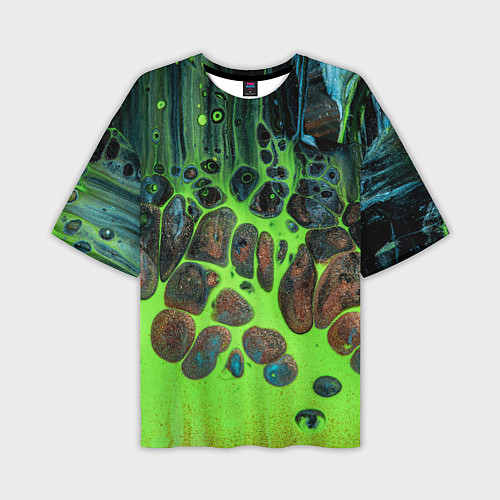 Мужская футболка оверсайз Неоновый песок и камни - Зелёный / 3D-принт – фото 1