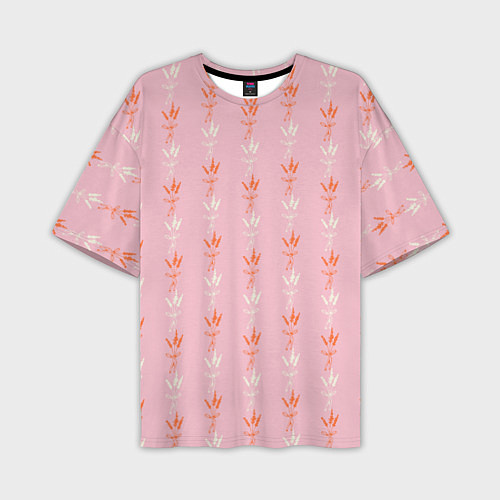 Мужская футболка оверсайз Веточки лаванды розовый паттерн / 3D-принт – фото 1