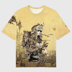 Мужская футболка оверсайз Крутая девчонка в стиле Стимпанк