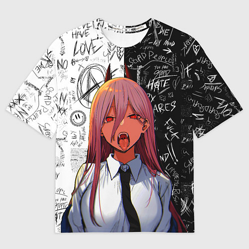 Мужская футболка оверсайз ПАУЭР Демон Человек бензопила / 3D-принт – фото 1