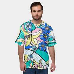 Футболка оверсайз мужская Яркие цветы в стиле поп-арт, цвет: 3D-принт — фото 2