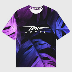 Мужская футболка оверсайз Tokio Hotel Neon Monstera