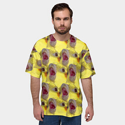 Футболка оверсайз мужская Попугай Корелла Орёт Мем, цвет: 3D-принт — фото 2