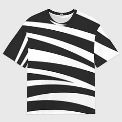 Мужская футболка оверсайз Зебра чёрные и белые полосы