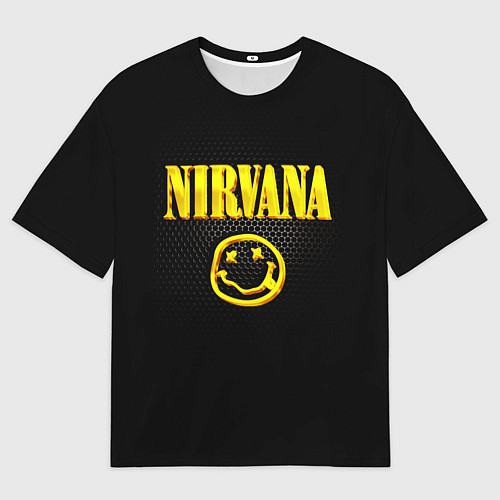 Мужская футболка оверсайз NIRVANA соты / 3D-принт – фото 1