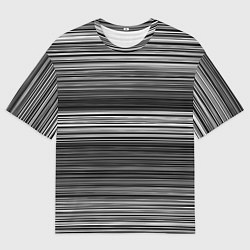 Мужская футболка оверсайз Black and white thin stripes Тонкие полосы