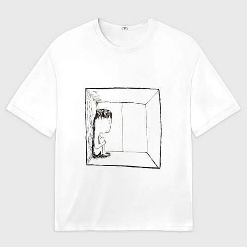 Мужская футболка оверсайз Грустяш у окна / 3D-принт – фото 1