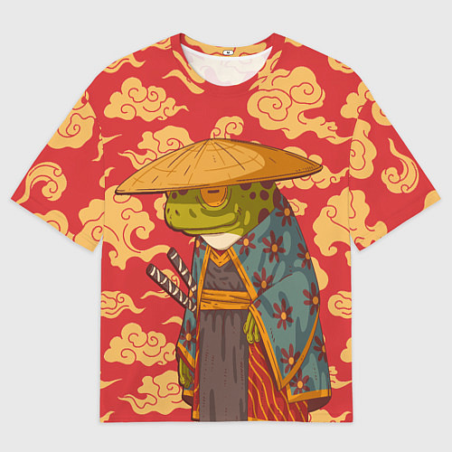 Мужская футболка оверсайз Старая самурайская лягуха / 3D-принт – фото 1