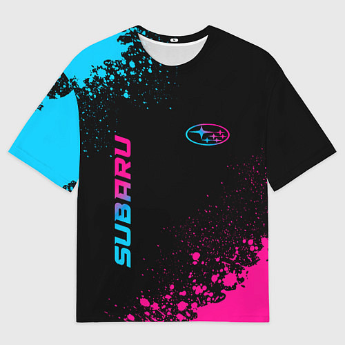 Мужская футболка оверсайз Subaru Neon Gradient FS / 3D-принт – фото 1
