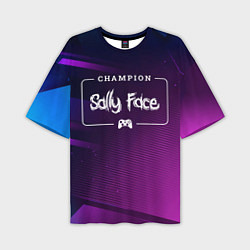 Мужская футболка оверсайз Sally Face Gaming Champion: рамка с лого и джойсти