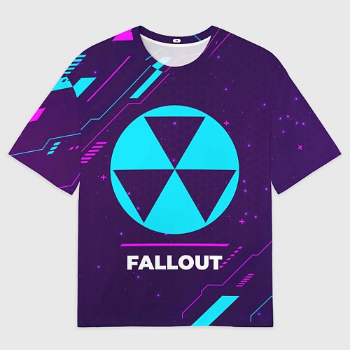 Мужская футболка оверсайз Символ Fallout в неоновых цветах на темном фоне / 3D-принт – фото 1
