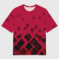 Мужская футболка оверсайз Геометрический узор в красно-черных тонах