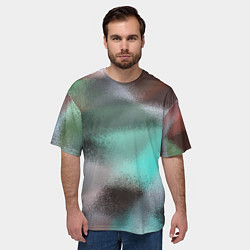 Футболка оверсайз мужская Абстрактный узор в бирюзовых коричневых тонах, цвет: 3D-принт — фото 2
