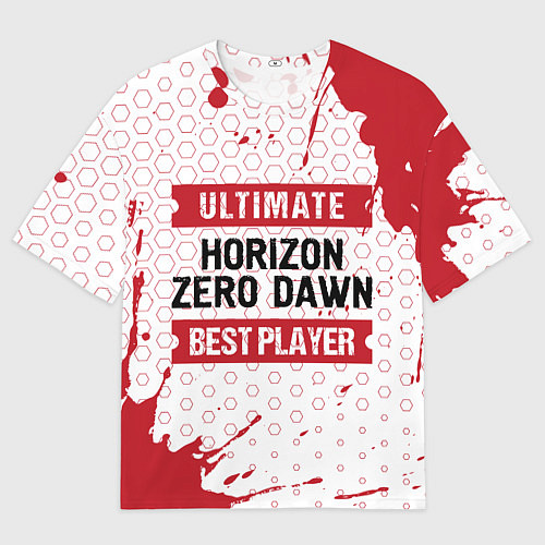 Мужская футболка оверсайз Horizon Zero Dawn: красные таблички Best Player и / 3D-принт – фото 1